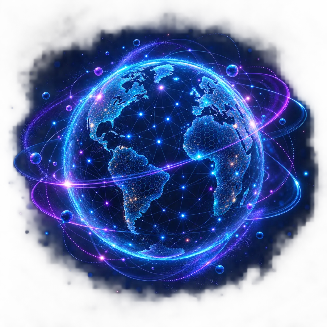 Futuristic 3D connected AI globe